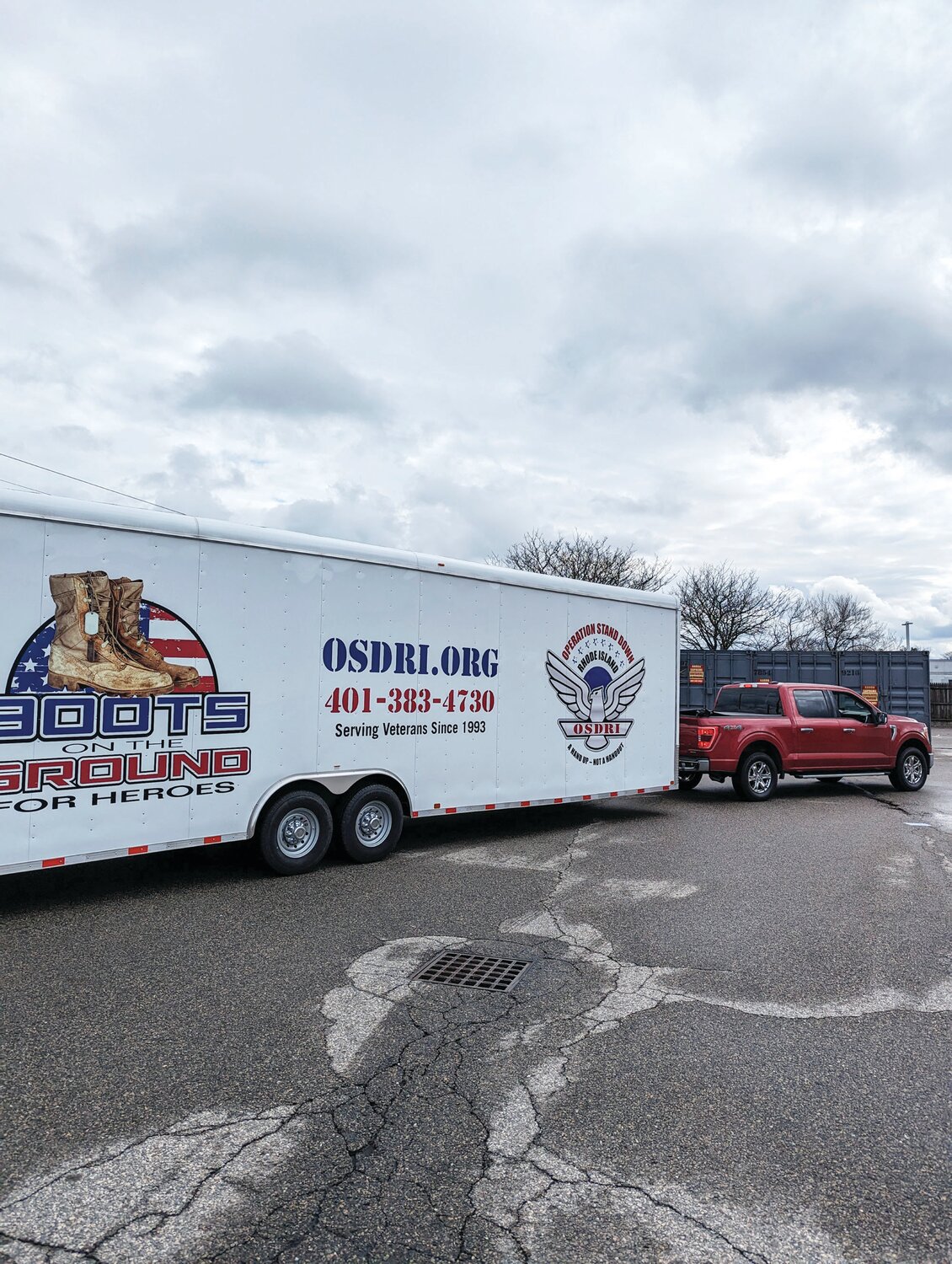 FLOOD OF SUPPORT: Flood Ford donated a Ford F-250 to OSDRI to help transport the 30-foot Boots on the Ground trailer from Johnston to Newport.
